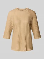 Swetry damskie - Sweter z dzianiny z prążkowanymi wykończeniami model ‘VIOLETTA’ - miniaturka - grafika 1