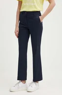 Spodnie damskie - Sisley spodnie damskie kolor granatowy proste high waist - miniaturka - grafika 1