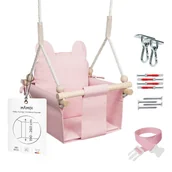 Wyposażenie pokoiku dziecięcego - Drewniana huśtawka dla dzieci różowa 26x26x36cm - miniaturka - grafika 1