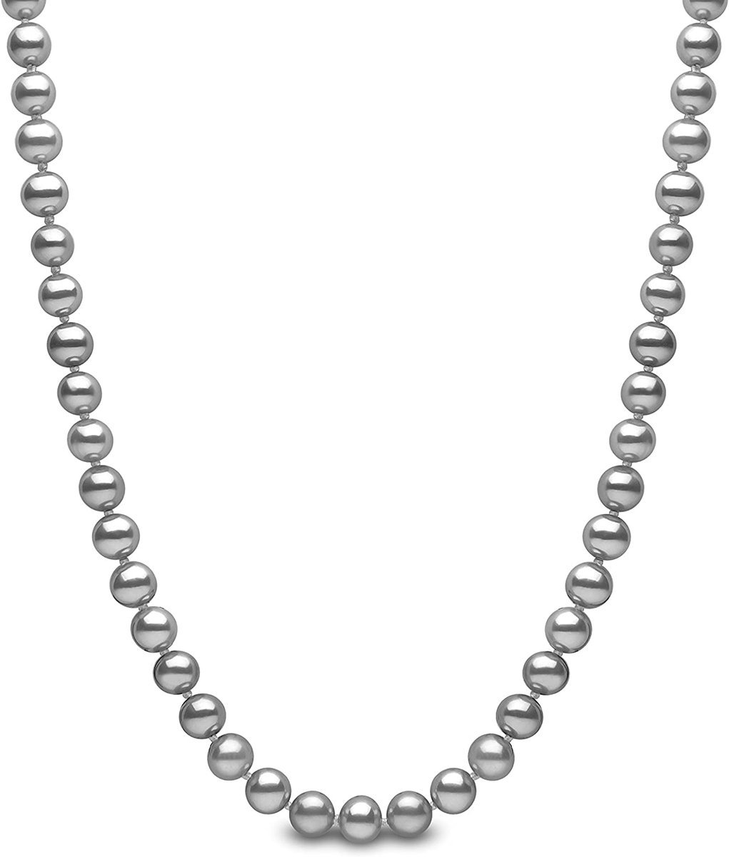 Kimura Pearls Silver Grey Semi Round Cultured Freshwater Pearl Necklace 41 cm