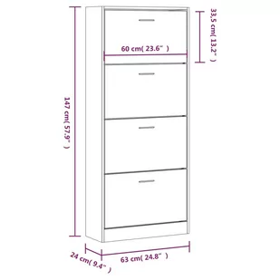 Lumarko Szafka na buty, biały, 63x24x147 cm, materiał drewnopochodny - Szafki na buty - miniaturka - grafika 9