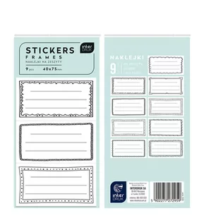 Interdruk Naklejki na zeszyty 9 sztuk Ramki Interdruk 723342 - Szkolne artykuły papiernicze - miniaturka - grafika 1