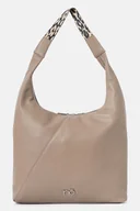 Torebki damskie - Beżowa, prostokątna torebka na ramię Nobo z parcianą - miniaturka - grafika 1