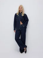 Spodnie damskie - Reserved - Jeansy baggy w prążek - granatowy - miniaturka - grafika 1