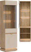 Witryny - Witryna wąska Przeszklona szafka do salonu Dąb Cremona Kaszmir MILTON ML05 - miniaturka - grafika 1
