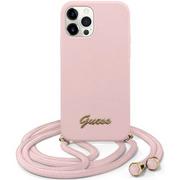 Etui i futerały do telefonów - Guess GUHCP12LLSCLMGLP iPhone 12 Pro Max 6,7" różowy/pink hardcase Metal Logo Cord GUE001079 - miniaturka - grafika 1