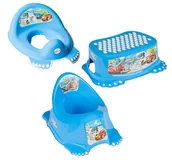 Nocniki - Zestaw NOCNIK grający PODNÓŻEK nakładka na sedes AUTA NIEBIESKI - miniaturka - grafika 1