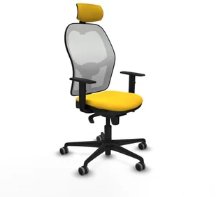 Fotel biurowy, krzesło biurowe Krzesło Biurowe z Zagłówkiem Jorquera Piqueras y Crespo 1D036G2 Żółty - Fotele i krzesła biurowe - miniaturka - grafika 1