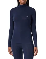 Koszulki i topy damskie - Emporio Armani Damska koszulka z długim rękawem Essential Studs Stock Neck, Marine, S - miniaturka - grafika 1