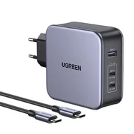 Ładowarki do telefonów - Ładowarka sieciowa UGREEN CD289, 2x USB-C, 1x USB-A, GaN, 140W, Kabel 2m (Czarna) - miniaturka - grafika 1