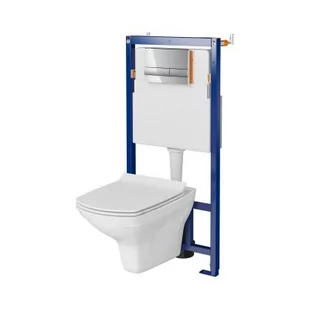 Zestaw Cersanit Carina SET B656 miska WC CleanOn wisząca z deską wolnoopadającą Slim i stelaż podtynkowy Tech Line Opti z przyciskiem - Stelaże i zestawy podtynkowe do WC - miniaturka - grafika 1
