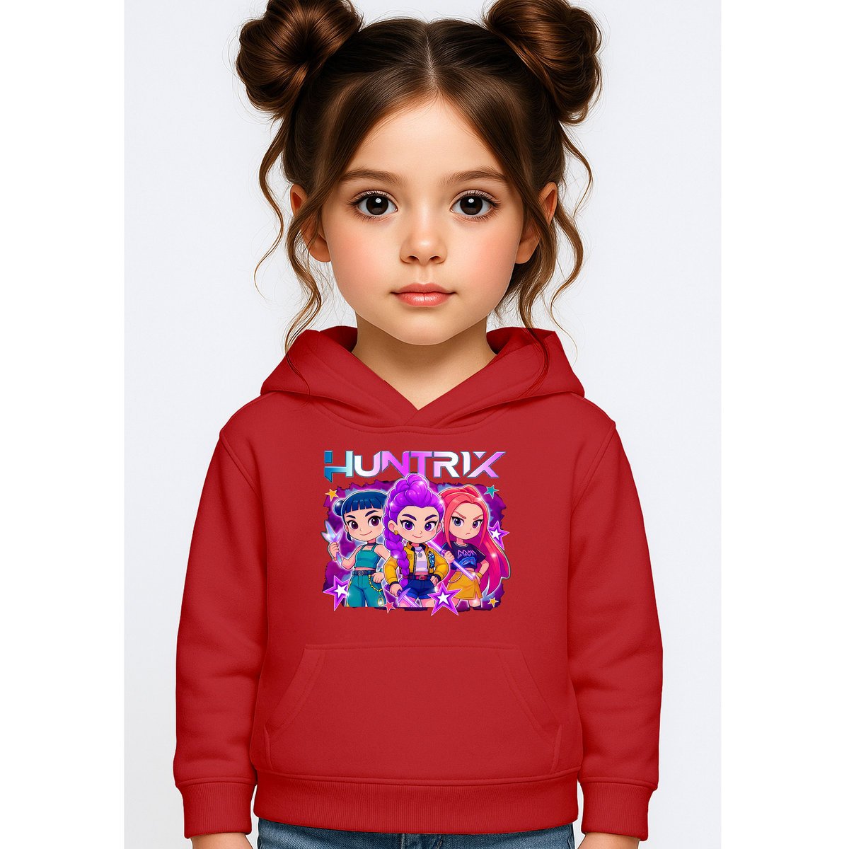 BLUZA DZIECIĘCA K-POPOWE ŁOWCZYNIE DEMONÓW HUNTRIX 134-140 Z KAPTUREM