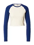 Koszulki i topy damskie - Urban Classics Damski Organic Cropped Retro Baseball Longsleeve Damska koszulka z długim rękawem biała/czarna, biały piasek/kosmiczny błękit, 3XL - miniaturka - grafika 1