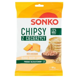 20x SONKO Chipsy z ciecierzycy o smaku sera cheddar 60g - Chipsy - miniaturka - grafika 1