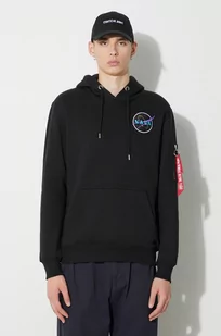 Alpha Industries bluza męska kolor czarny z kapturem z aplikacją - Bluzy męskie - miniaturka - grafika 1