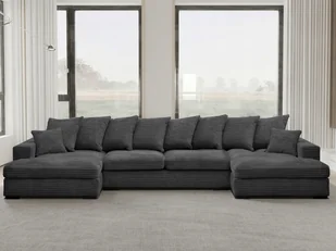 Sofa w kształcie U GABON narożnik z funkcją spania tkanina Zoom grafitowy - Narożniki - miniaturka - grafika 1