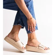 Klapki i japonki damskie - Beżowe klapki Big Star NN274A666 801 beżowy - miniaturka - grafika 1