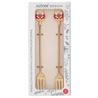 Widelce - Widelczyk do ciasta z Mikołajem 2 sztuki złoty - miniaturka - grafika 1