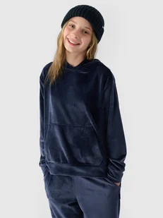 4F Bluza dresowa z weluru nierozpinana z kapturem dziewczęca - granatowa 140 (9-10 lat) - Bluzy dla dziewczynek 4F Bluza dresowa z weluru nierozpinana z kapturem dziewczęca - granatowa 140 (9-10 lat) - Bluzy dla dziewczynek - miniaturka - grafika 1