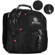 Torby na laptopy - Baigio Duży Plecak sportowy czarny przyłącze Usb na laptopa 15,6" - miniaturka - grafika 1
