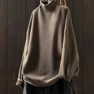 Swetry damskie - TEMU 2025 Modny Prosty Uniwersalny Podstawowy Jesień/ Luźny Jednokolorowy Elegancki Sweter z Wysokim Kołnierzem i Długim Rękawem - miniaturka - grafika 1