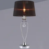 Lampy stojące - Stojąca LAMPKA biurkowa VIVIEN MTM1637-1 Italux abażurowa LAMPA stołowa z kryształkami crystal organza mgła chrom czarna - miniaturka - grafika 1