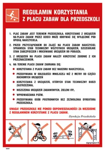 IAA41 INSTRUKCJA REGULAMIN KORZYSTANIA Z PLACÓW ZABAW DLA PRZEDSZKOLI, PN - PŁYTA PCV 1MM; (245X350MM) - Instrukcje stanowiskowe BHP - miniaturka - grafika 1