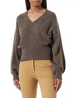 Swetry damskie - Sisley Damski sweter z dekoltem w serek L/S 109RM400A Sweater, brązowy 84Y, XS - miniaturka - grafika 1