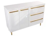 Szafki łazienkowe - Szafka Stojąca Z Blatem ATH 120 cm DS Prawa - Biały Wysoki Połysk - Uchwyty Złote Polerowane - miniaturka - grafika 1