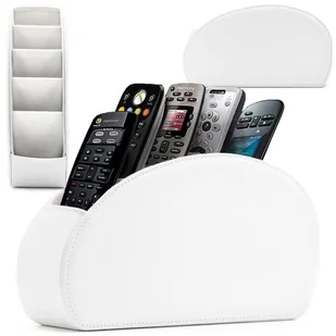 Organizer Na Piloty Stojak Skórzany Etui Na Telefony Akcesoria Klucze Biały - Etui i futerały do telefonów - miniaturka - grafika 1