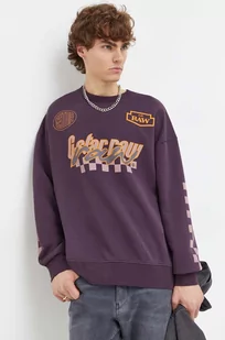 G-Star Raw bluza bawełniana męska kolor fioletowy z nadrukiem - Bluzy męskie - miniaturka - grafika 1