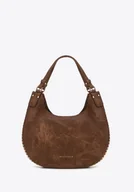 Torebki damskie - Damska torebka worek w dekoracyjne dżety brązowa - miniaturka - grafika 1