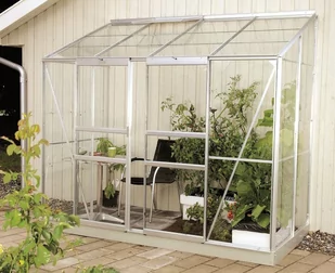VITAVIA szklarnia przyścienna IDA 3300, srebrna - (3,3 m2; 1,3 x 2,57 m) + baza - Szklarnie ogrodowe - miniaturka - grafika 3