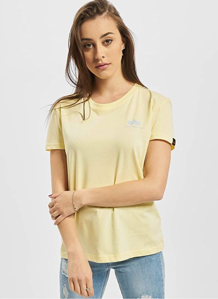 T-shirt damski ALPHA INDUSTRIES SMALL LOGO WMN żółty (pastel yellow) 196054 495-S