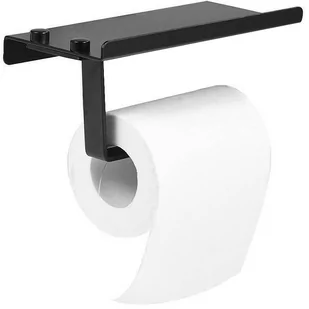 Uchwyt na papier toaletowy z półeczką TUTUMI, czarny - Stojaki i wieszaki na papier toaletowy - miniaturka - grafika 1