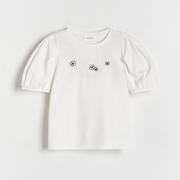 Koszulki dla dziewczynek - Reserved - Bluzka z aplikacją - Kremowy - miniaturka - grafika 1