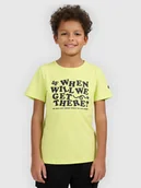 Koszulki dla chłopców - 4F T-shirt regular z nadrukiem chłopięcy - żółty 164 (13-14 lat) - miniaturka - grafika 1