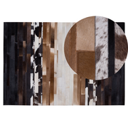 Dywany - Beliani Dywan czarno-beżowy 140x200 cm skórzany DALYAN - miniaturka - grafika 1