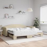 Łóżka - Sofa rozsuwana z materacami, kremowa, 100x200 cm, tkanina Lumarko! - miniaturka - grafika 1