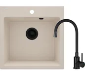 Zlewozmywaki z baterią - Deante Evora ZQJN5103 Beżowy + bateria Czarny - miniaturka - grafika 1