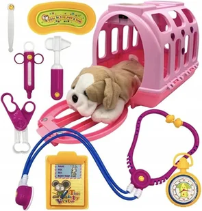 Zestaw Mały Weterynarz Pluszowy Piesek W Transporterze Akcesoria - Zabawy w naśladowanie dorosłych - miniaturka - grafika 1