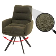 Krzesła - Krzesło do jadalni HWC-G66, krzesło kuchenne, obrotowe, automatyczna pozycja tkanina/tkanina bouclé MVG ~ zielony, z podłokietnikiem - miniaturka - grafika 1