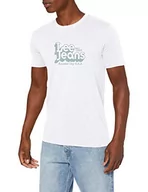 Koszulki męskie - Lee Męski T-shirt, biały, S - miniaturka - grafika 1