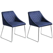 Krzesła - Beliani Zestaw do jadalni 2 krzesła welwet ciemnoniebieskie ARCATA - miniaturka - grafika 1