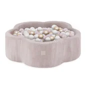 Suche baseny - MISIOO Suchy basen kwiatek 95x30 jasny róż sztruks premium Floral Fun Zone 200piłek: perłowy jasny różowy perłowy złoty - miniaturka - grafika 1