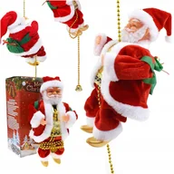 Ozdoby bożonarodzeniowe - MIKOŁAJ WSPINAJĄCY SIĘ PO LINIE 100 CM Z MELODYJKĄ DEKORACJA ŚWIĄTECZNA - miniaturka - grafika 1