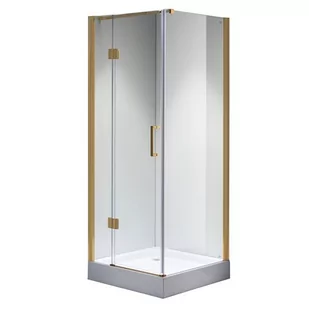 Złota kabina prysznicowa 90x90 kwadratowa drzwi uchylne KZ1390B - Kabiny prysznicowe - miniaturka - grafika 1