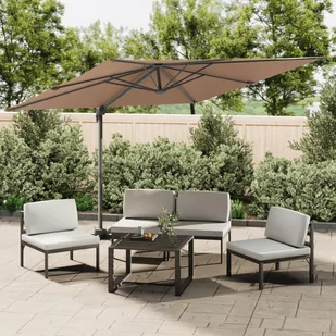 vidaXL Wiszący parasol z LED, kolor taupe, 400x300 cm - Parasole ogrodowe - miniaturka - grafika 1