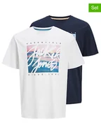 Koszulki męskie - Jack & Jones Koszulki (2 szt.) w kolorze białym i granatowym - miniaturka - grafika 1