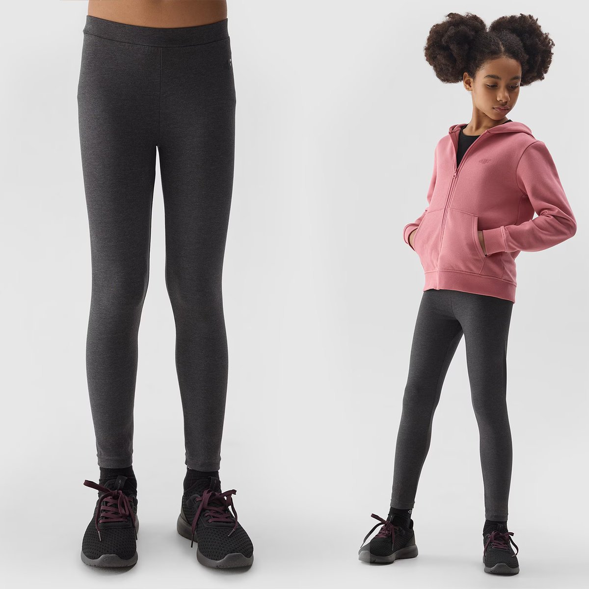 Legginsy Dziewczęce Spodnie 4F dzianinowe szare 4FJWSS24TTIGF130 Szary 134